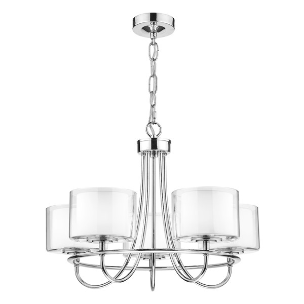 (image for) Laura Ashley Southwell 5lt Chandelier Polished Nickel & Glass Shades